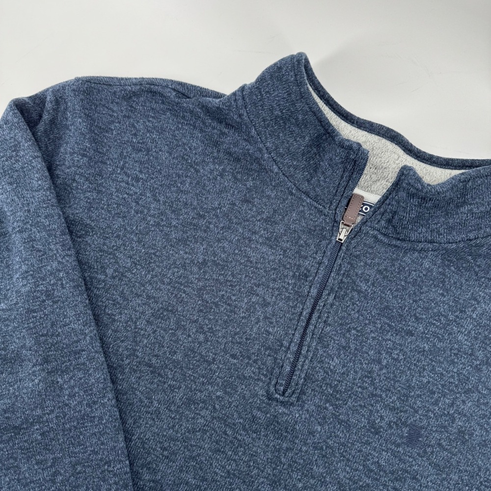 IZOD Quarter Zip Pullover Mens 3XL Blue Heathered Marled Mock Neck Dad Sweater